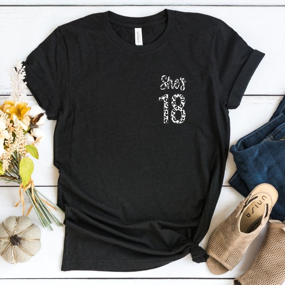 Womens Cheetah Print 18th Birthday Tshirt